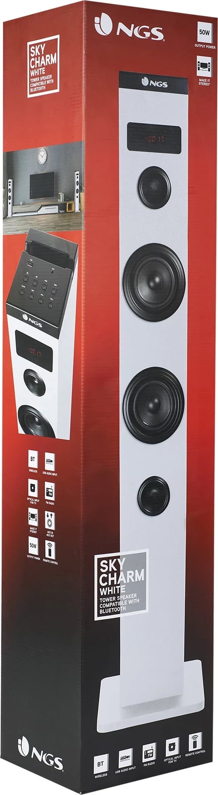 Boks kullë NGS Sky Charm Bluetooth USB RadioFM AUX 50W Bardhë