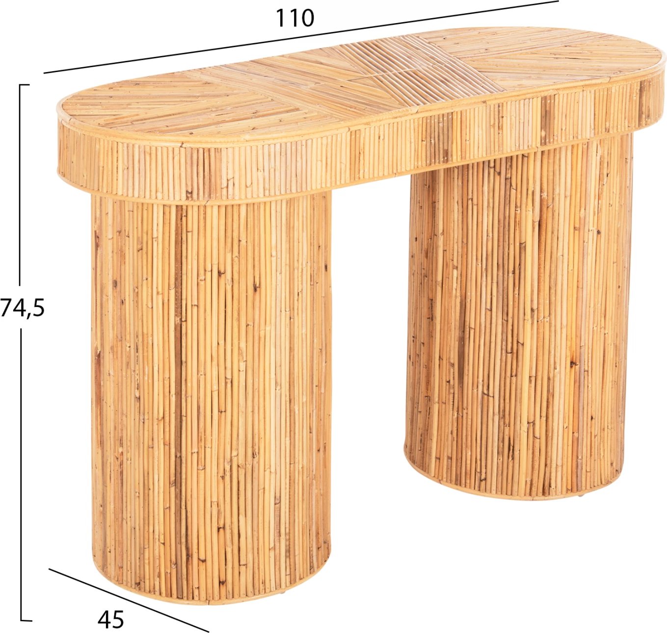 Konsolë ovale GATSBY FH9871 rattan natyral, ngjyrë natyrale, 110x45x74.5 cm