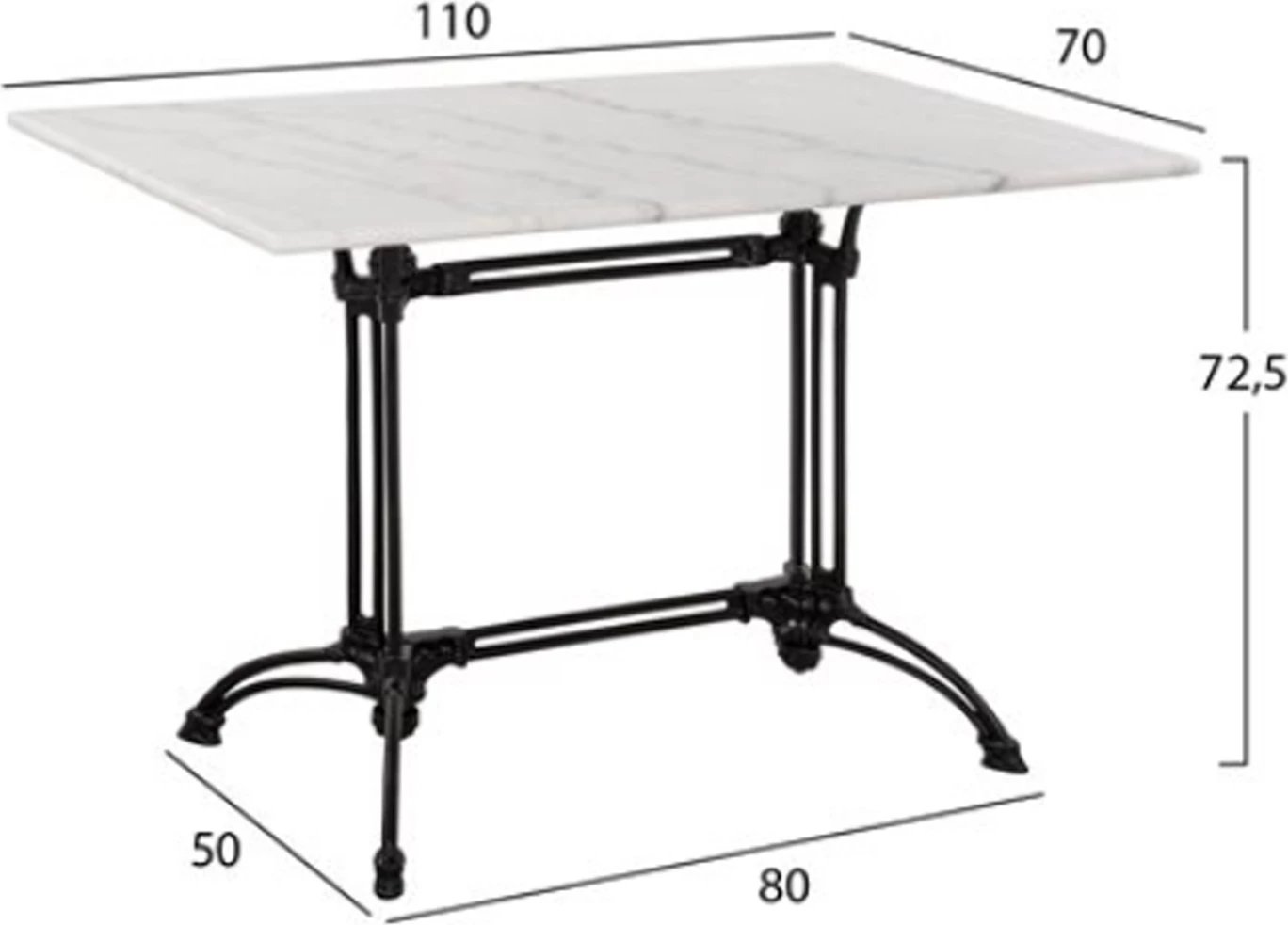 Set kopshti tavolinë & karrige FH11717, 5 pjesë, mermer/të zeza