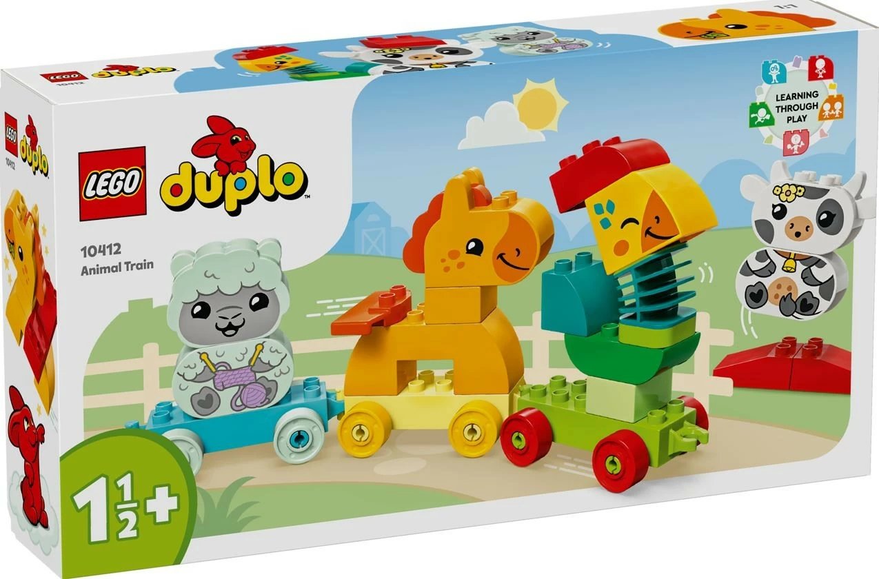 Set lodrash LEGO DUPLO 10412 My First Animal Train, 19 pjesë, shumëngjyrëshe