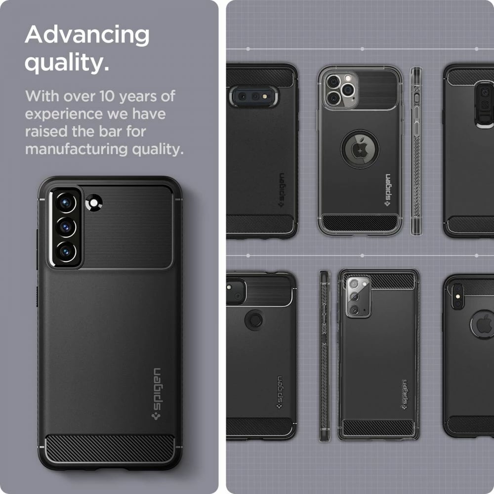 Mbështjellës Spigen Rugged Armor për Samsung Galaxy S21 FE, Matte Black