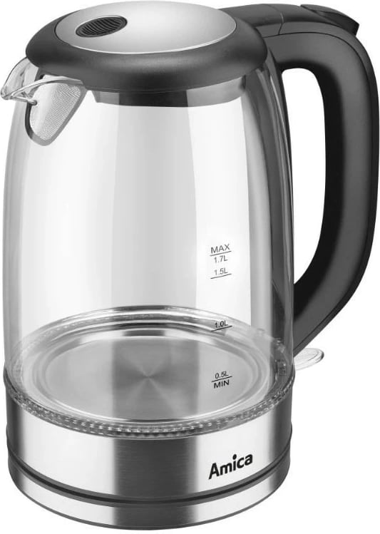 Ibrik elektrik Amica Glass Kettle KD2050G, 1.7L, i zi/transparente