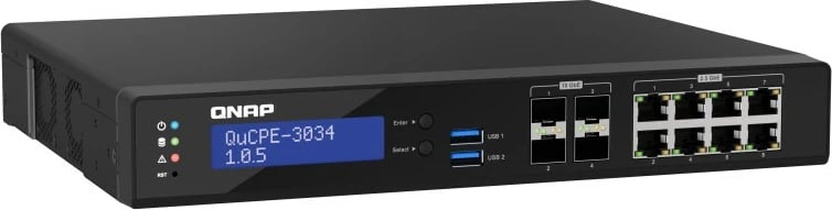 NAS sistem QNAP QuCPE-3034-C3758R-16G, Intel Atom, 16GB RAM, 8x2.5GbE, 4x10GbE, e zezë