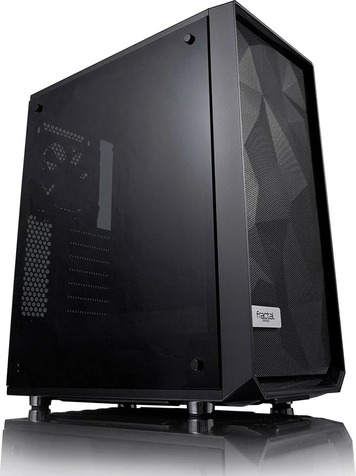 Kasë Fractal Design Meshify C Blackout, Midi Tower, ATX/ITX/mATX, xham i temperuar, e zezë