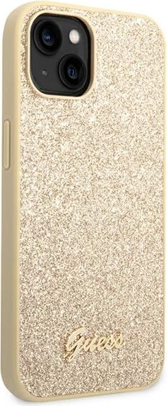 Mbështjellës Guess GUHCP14SHGGSHD për iPhone 14 6.1", hardcase, Glitter Script, ari