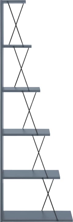 Raft librash Tars, ngjyrë gri-e zezë, 60x24x146.5cm