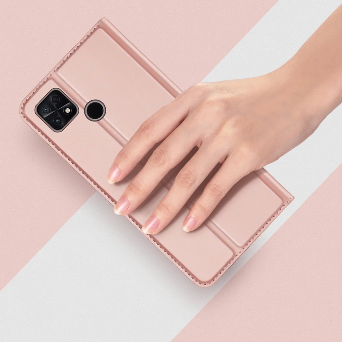 Mbështjellës Dux Ducis Skin Pro për Oppo Reno 8 Pro, me kapak, xhep për kartela, funksion standi, Kaltër