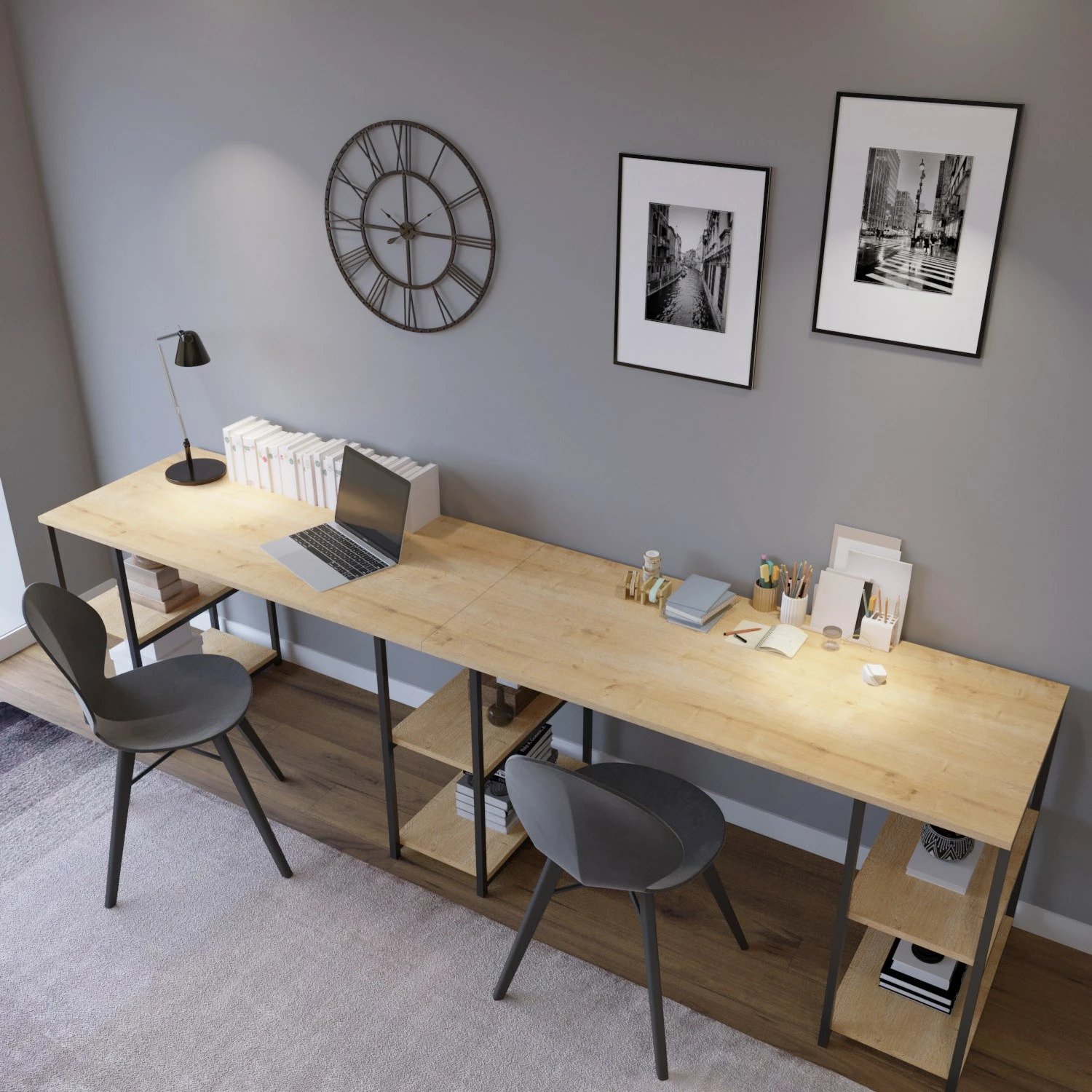 Tavolinë pune moderne, ngjyrë lisi, Skye Decor, Sade - L204