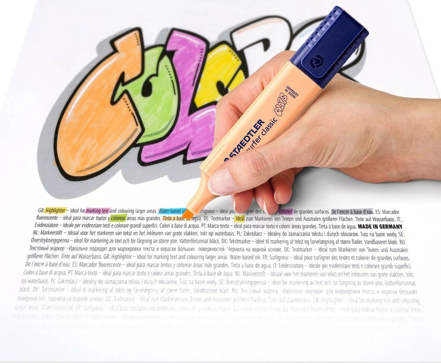 Set markera STAEDTLER 364 C, 10 copë, pastel, majë e pjerrët, tharje e shpejtë