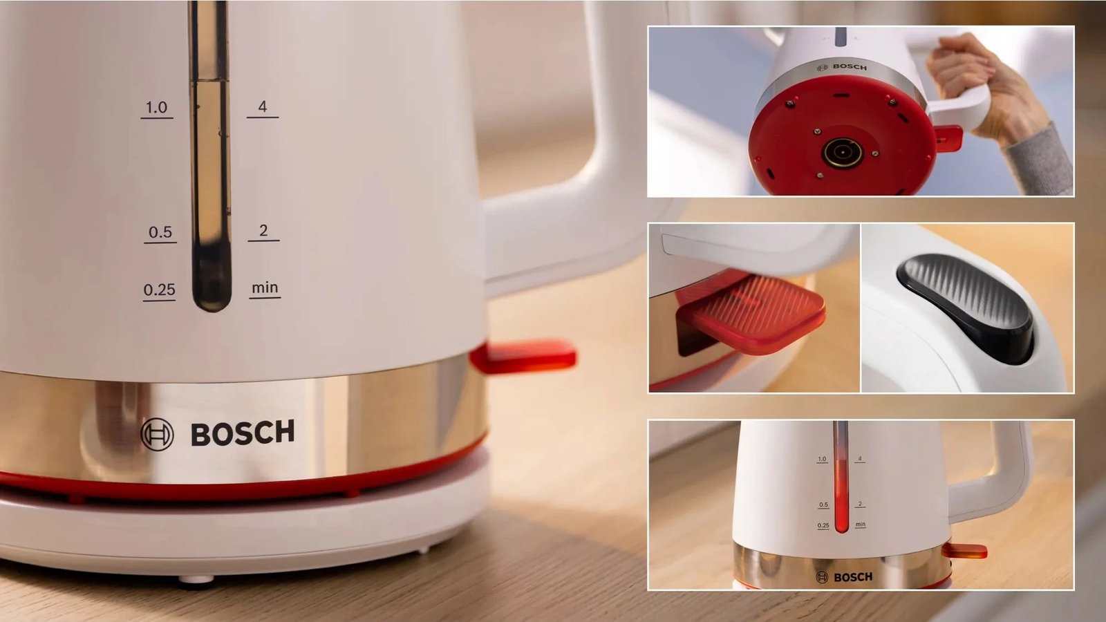 Çajnik Bosch TWK4M221, 1.7 L, 2400 W, Bardhë