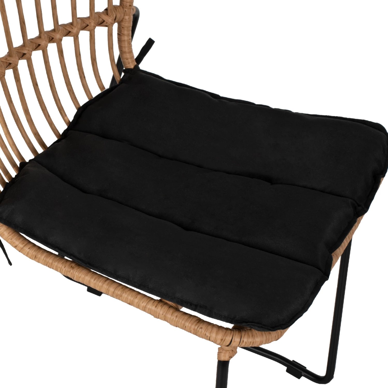 Karrige profesionale metalike, jastëk i zi, rattan natyral, 51.5x58x86 cm, FH5866.01