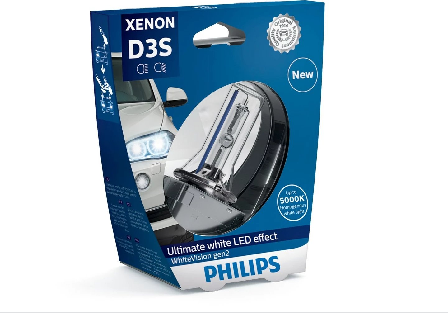 Dritë kokaresh Philips WhiteVision Xenon gen2, 35 W, Bardhë