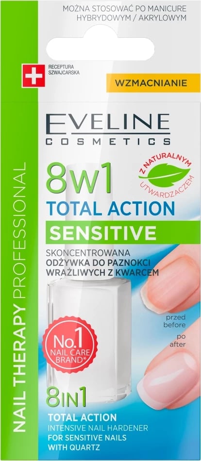 Kondicioner për thonj Eveline Cosmetics Nail Therapy Professional 8in1 Sensitive Total Action, 12ml