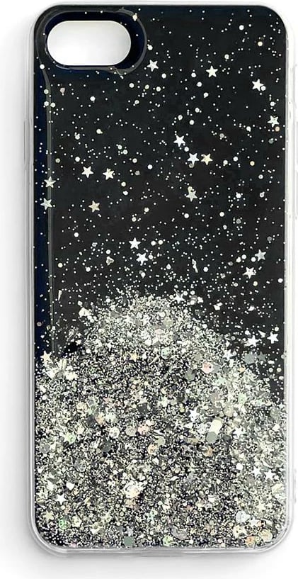 Mbështjellës Wozinsky Star Glitter Shining për iPhone 12 Pro Max, zi/argjend