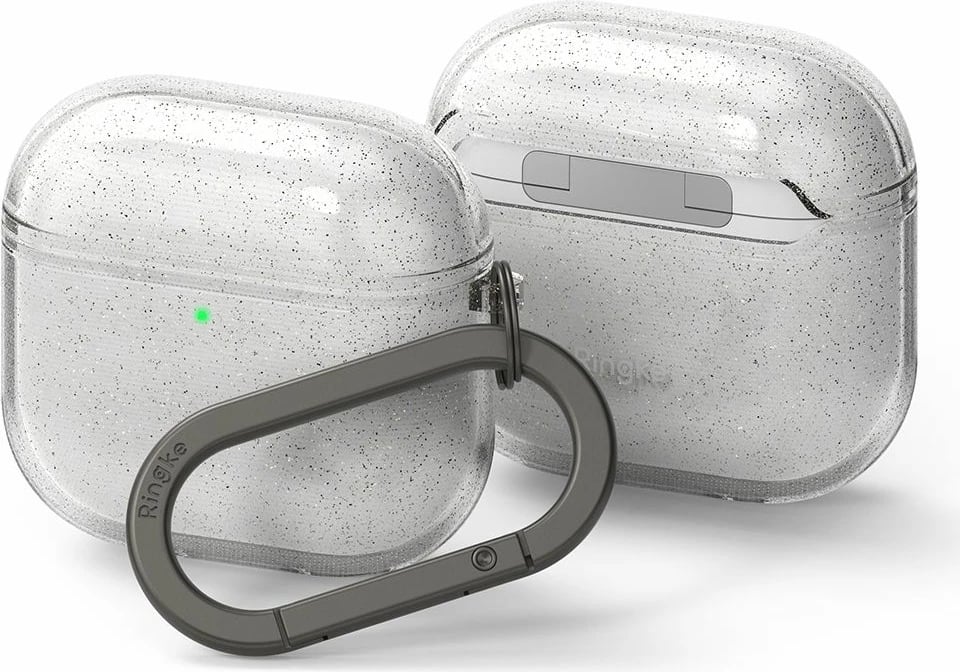 Mbështjellës Ringke Air për Apple AirPods 4, Transparent Glitter, me karabiner
