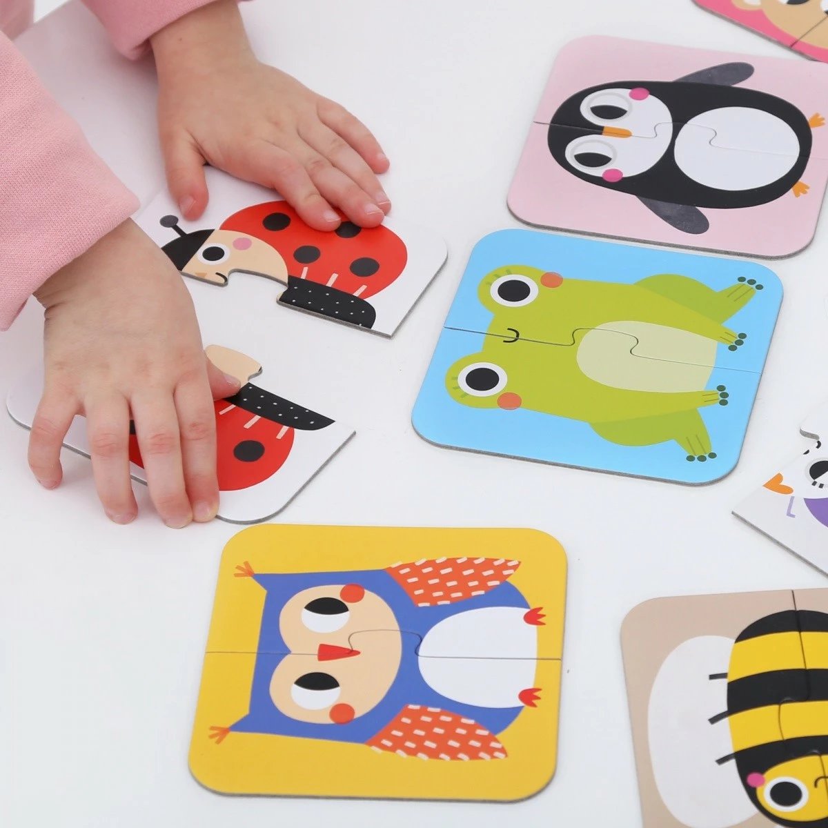 Puzzle kafshë CzuCzu I Assemble Halves, 8 copë, për fëmijë, shumëngjyrëshe