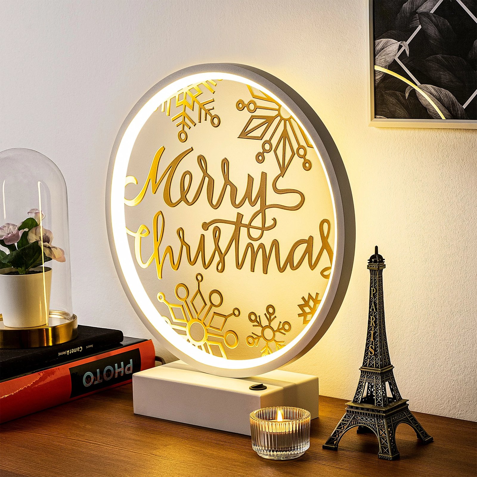 Llambë tavoline Opviq, XMAS13, e bardhë dhe e artë