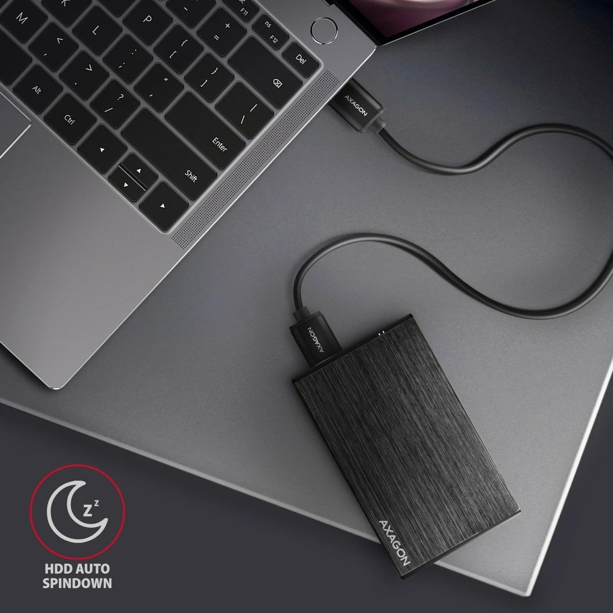 Kasë e jashtme AXAGON EE25-XA6 për disk 2.5", USB 3.2 Gen 1, Alumini, E zezë