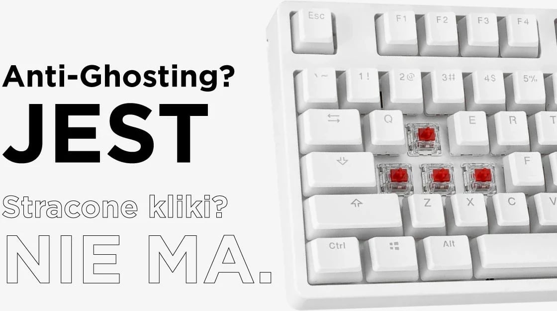 Tastierë mekanike Rampage TKL GHOST, Huano Red Switch, RGB, e bardhë