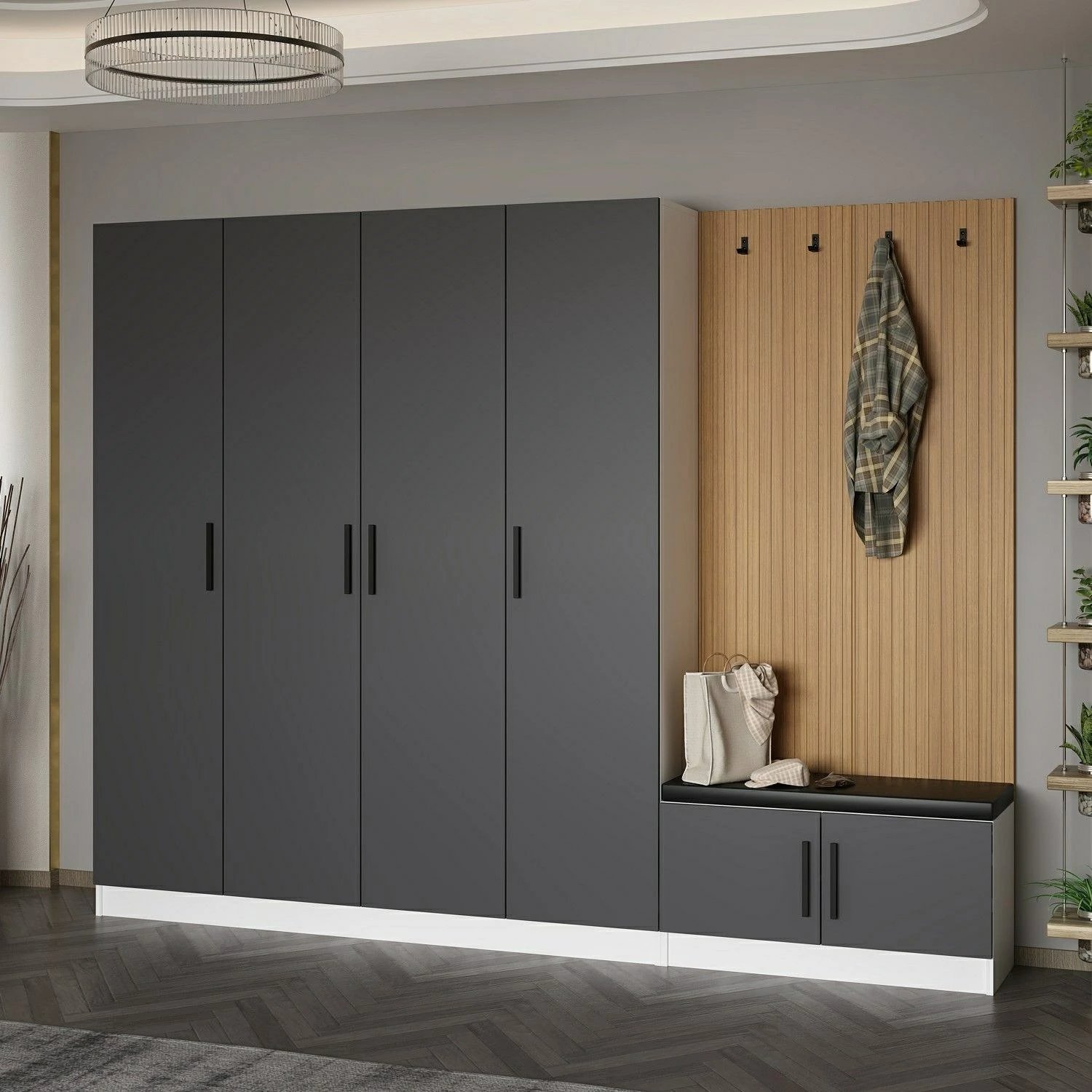 Stendë korridori Skye Decor, Noah, anthracite, 270x210x35cm, 8 pjesë