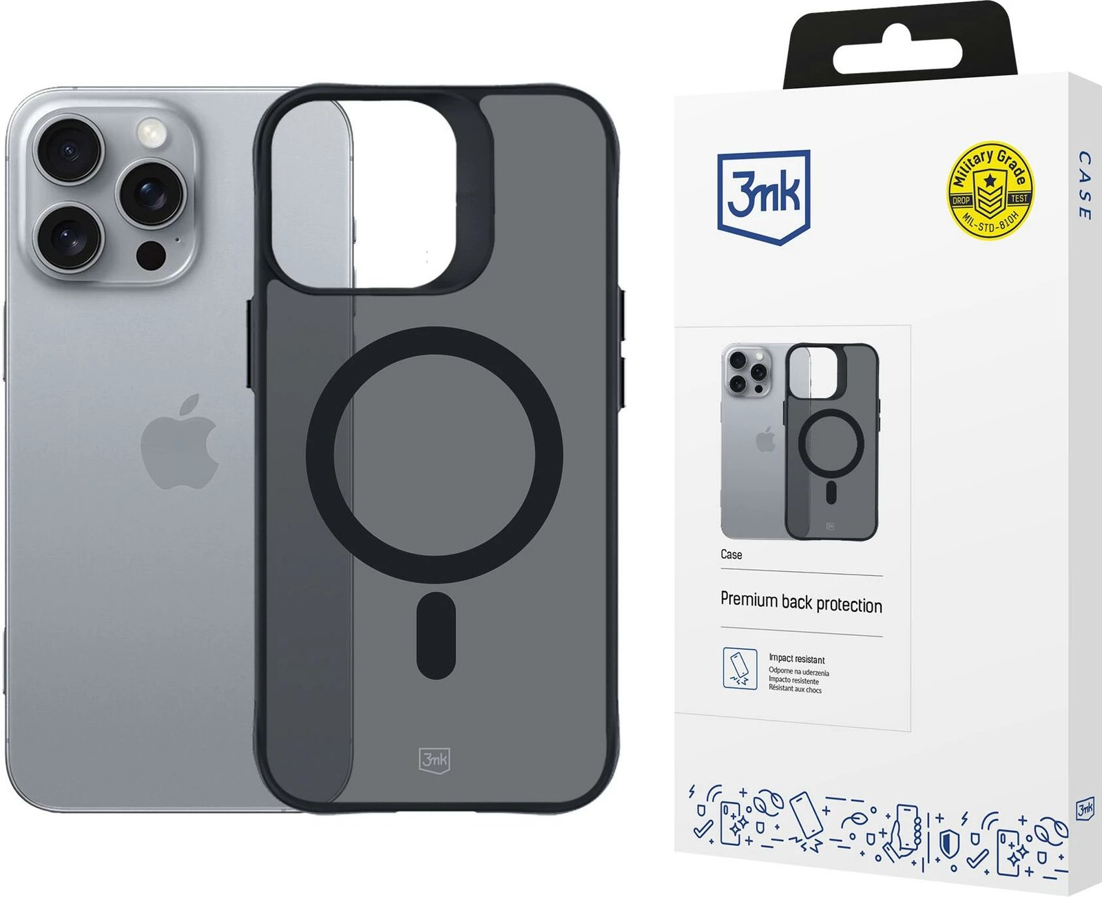 Mbështjellës 3mk Smoke MagCase me MagSafe për iPhone 16 Pro Max, gjysmë-transparent