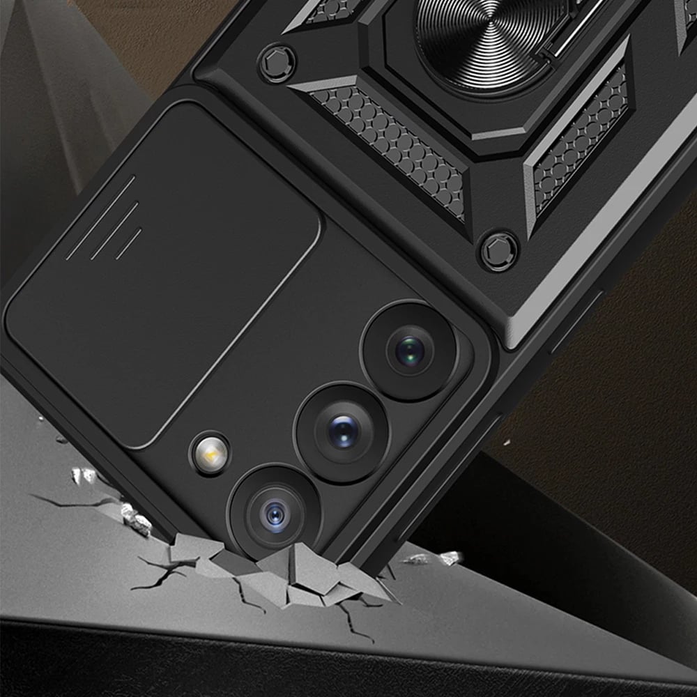 Mbështjellës Hurtel Hybrid Armor Camshield për Samsung Galaxy S23, i zi