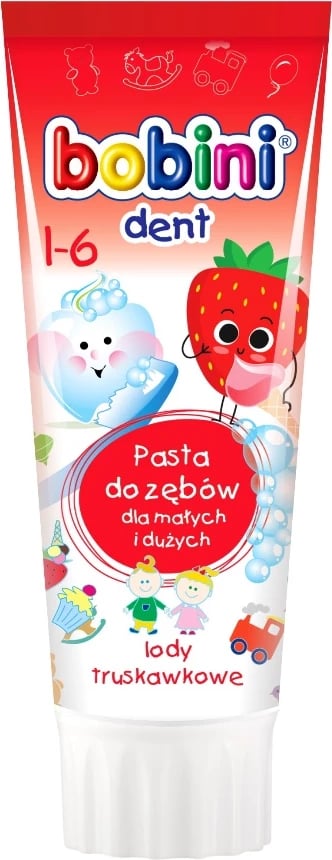 Pasta për dhëmbë për fëmijë Bobini luleshtrydhe akullore 75ml