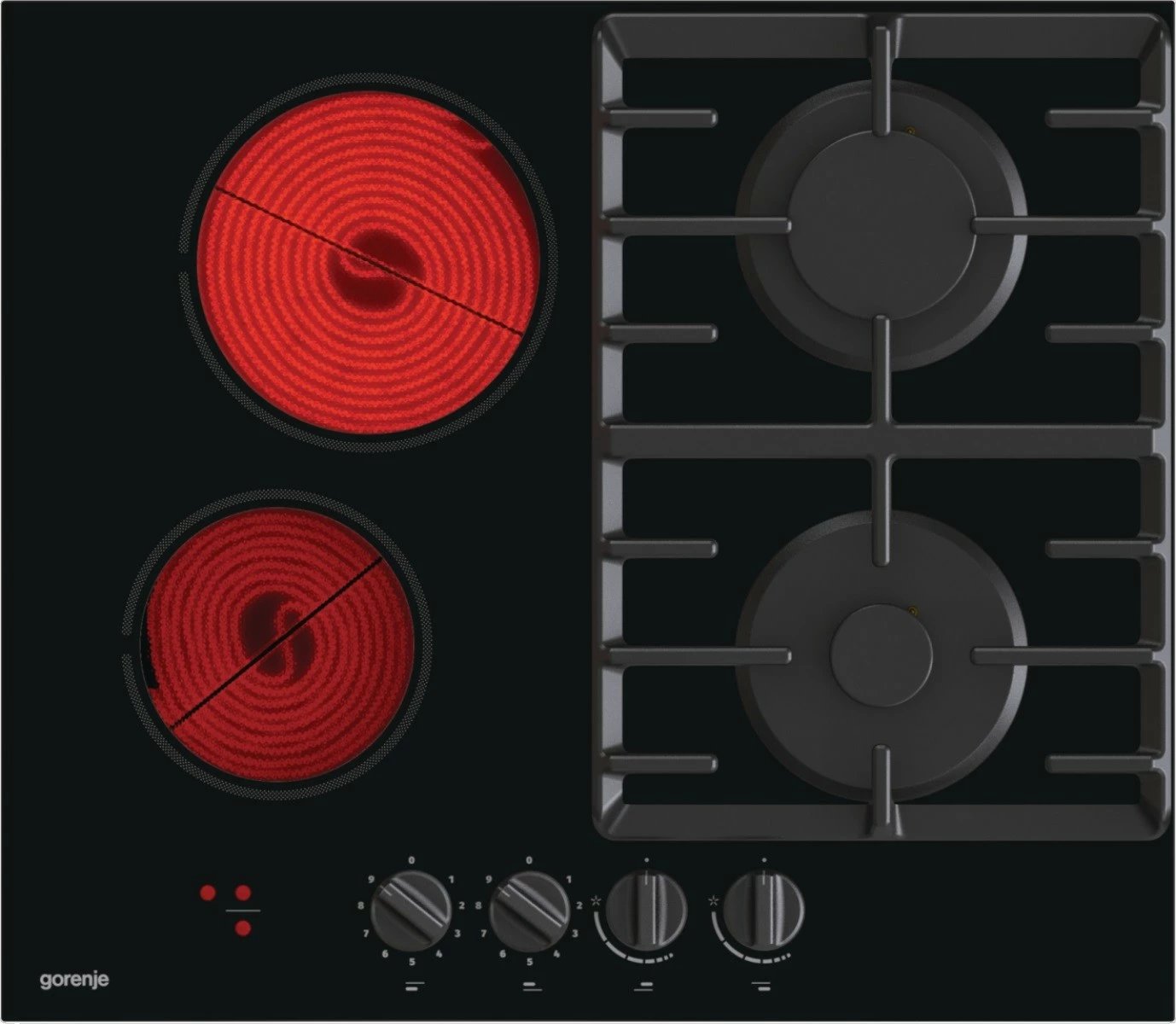 Pllakë gatimi Gorenje GCE691BSC, kombinim gaz-qeramik, 4 zona, e zezë