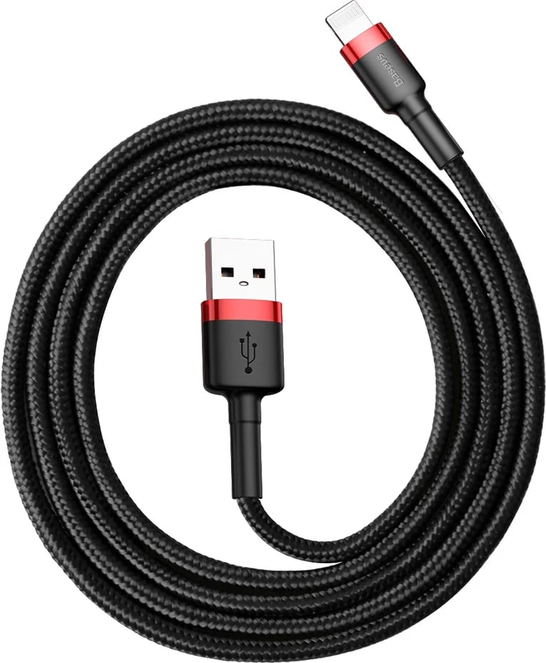 Kabllo Baseus Cafule CALKLF-B19 USB-A në Lightning, 1m, e zezë/kuqe