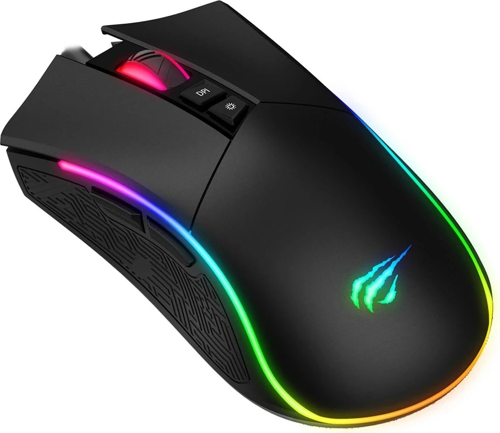 Maus Havit MS1001S, optik, për lojëra, USB, i zi-gri
