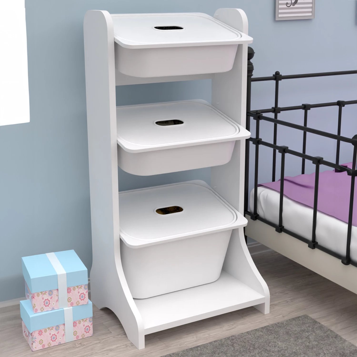 Mobilje magazinimi FRED FH18207.01, melaminë e bardhë, 44x35x90H cm