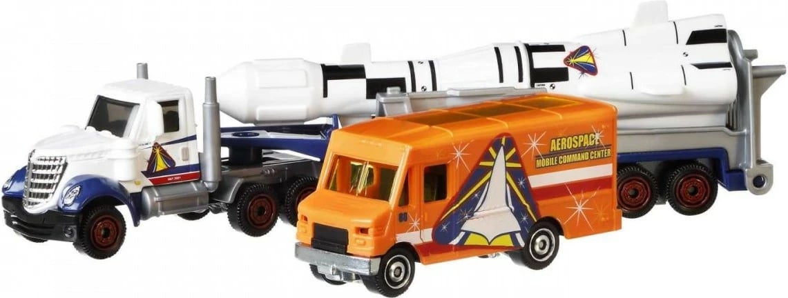 Set lodrash Matchbox Mattel GBK70/HLM87, kamion transportues me makinë 1:64, plastikë, ngjyra të përziera