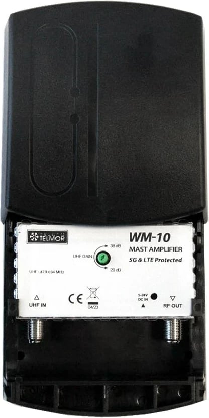 Amplifikator antene Telkom Telmor WM-10, UHF DVB-T2, 5G i mbrojtur, i zi