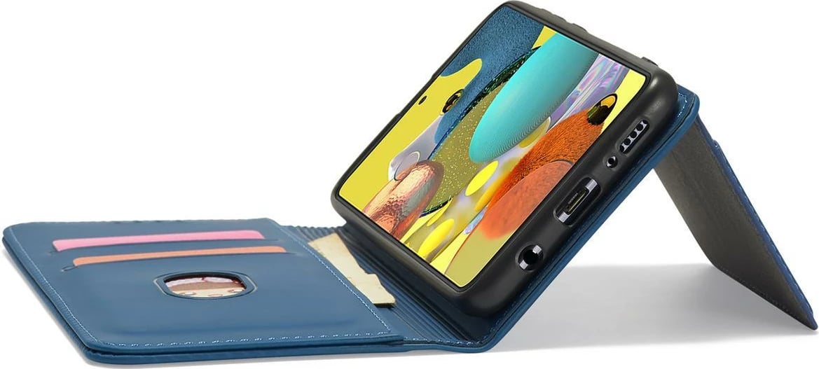Mbështjellës magnetik Hurtel për Samsung Galaxy A12 5G, me kapak, portofol, Kaltër