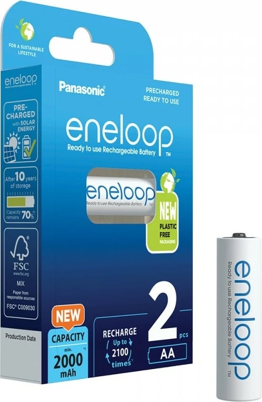 Bateri të rikarikueshme Panasonic Eneloop AA 2000 mAh, 2 copë