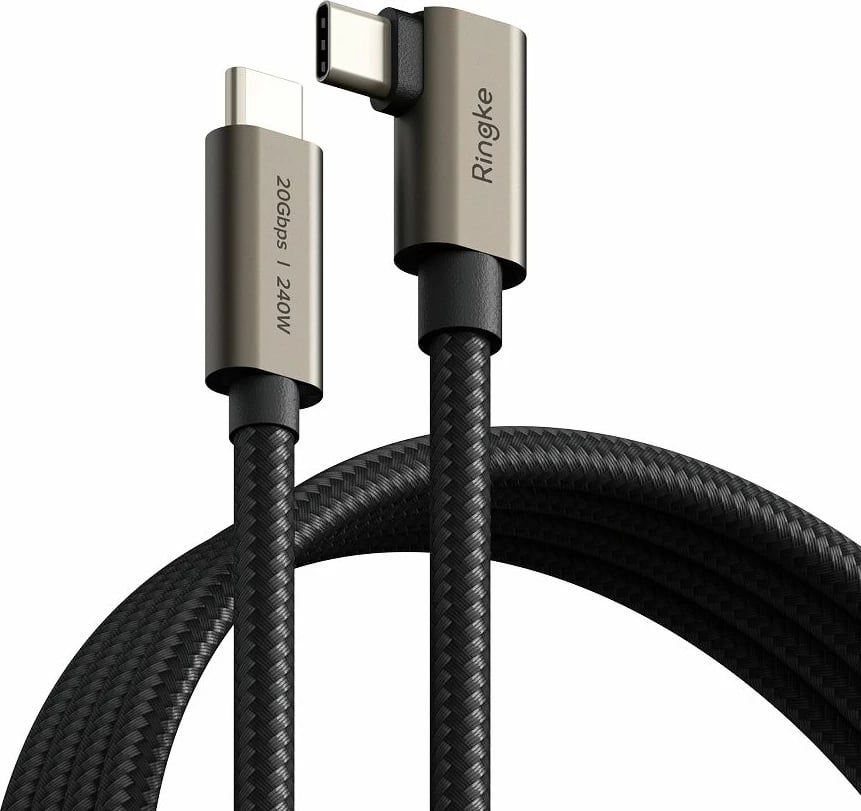 Kabllo USB-C Ringke 3.2 Gen 2x2, 1m, 240W, Power Delivery 3.1, e zezë