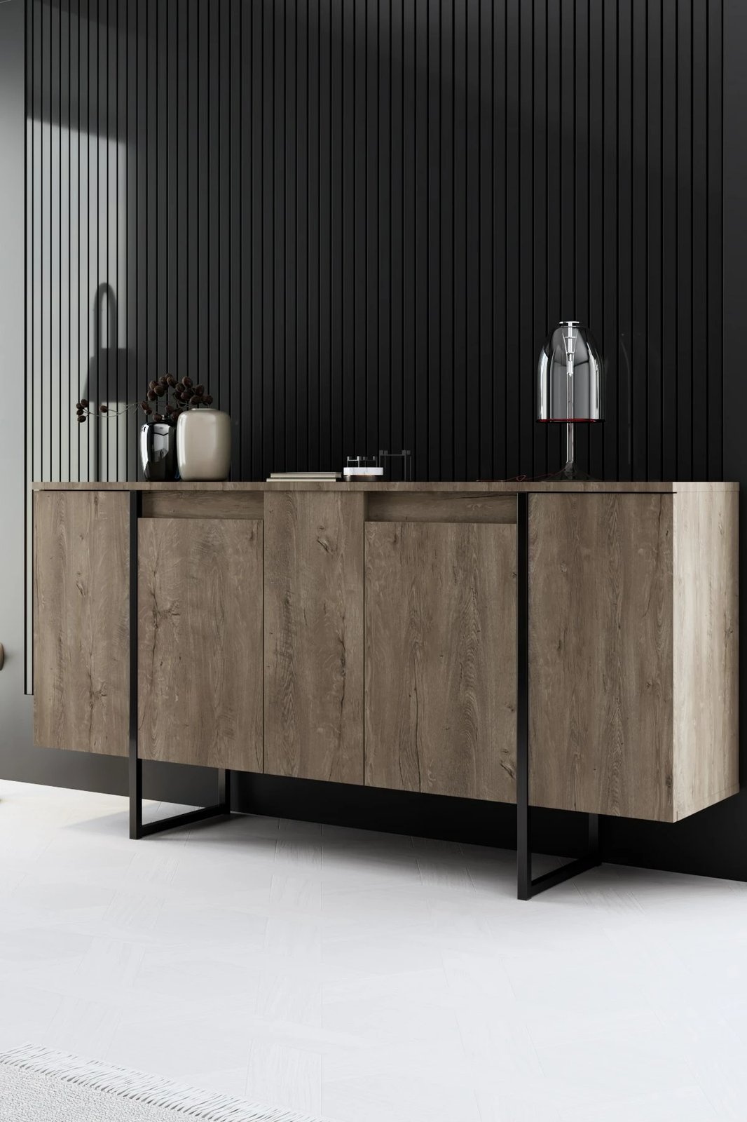 Konsolë Hanah Home Luxe, ngjyrë arre dhe e zezë