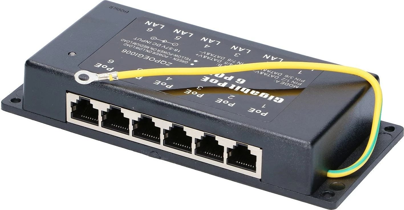 PoE Injector Extralink 6 Porta, Gigabit, i Zi