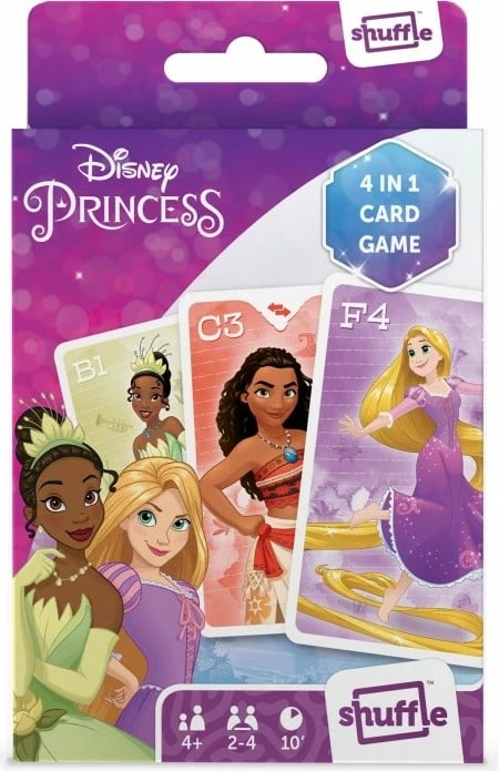 Lojë letra Disney Princess Shuffle 4-në-1, Cartamundi, 33 letra, për fëmijë