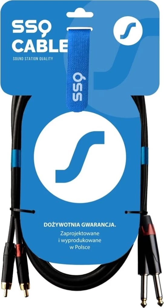 Kabel SSQ RCAJM5, 2x RCA në 2x Jack Mono 6,3 mm, 3 m, i zi