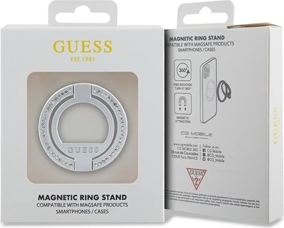 Mbështjellës unazë Guess MagSafe me kristale, argjendtë