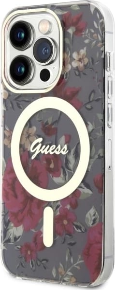 Mbështjellës Guess GUHMP14LHCFWSA për iPhone 14 Pro 6.1", Flower MagSafe, Gjelbër