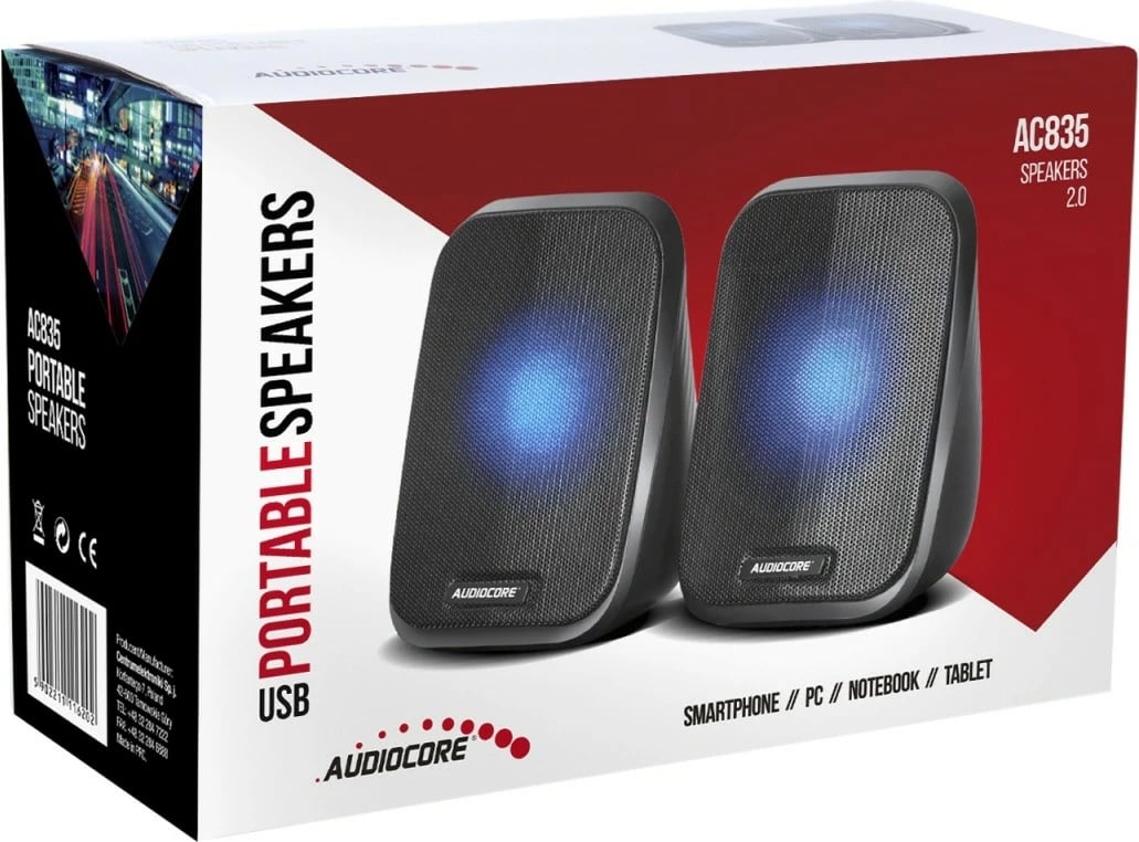 Altoparlantë kompjuteri Audiocore AC835, 6W, USB, të zi Altoparlantë kompjuteri Audiocore AC835, 6W, USB, të zi