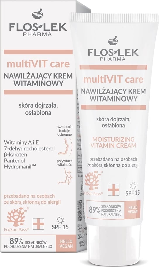 Krem fytyre për femra Floslek multiVIT Moisturizing Vitamin Cream SPF15, 50ml