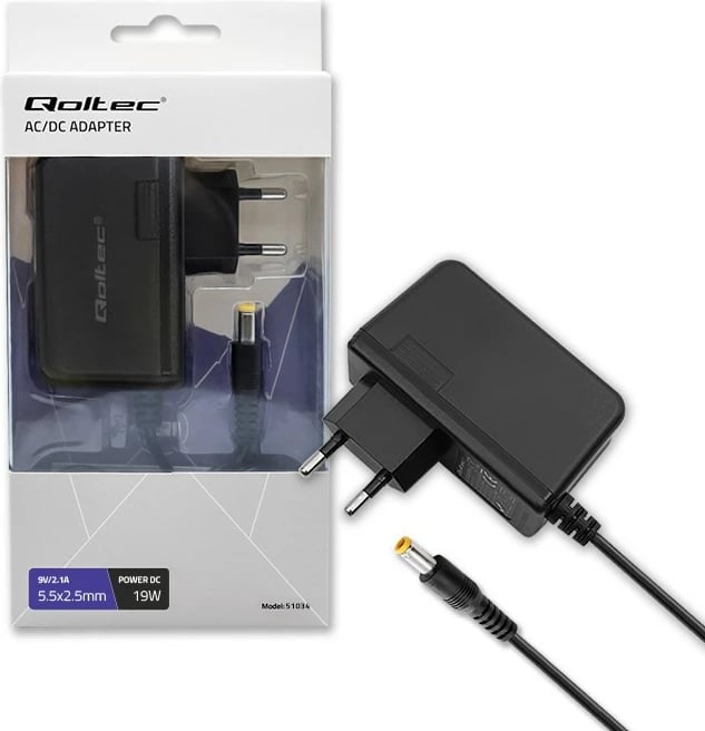 Furnizues energjie Qoltec 51034, 19W, 9V, 2.1A, 5.5x2.5mm, i zi