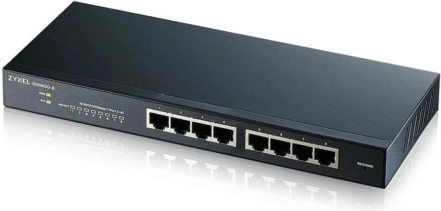 Switch Zyxel GS1900-8, Managed, L2, Gigabit Ethernet, Full duplex, Rack mounting
