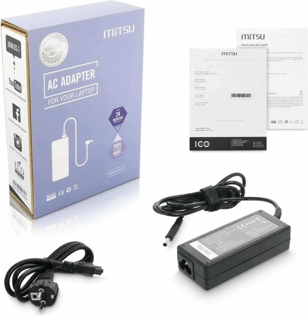 Karikues laptopi Mitsu për ASUS, 19V 3.42A, 65W, plug 4.5x3.0 mm, i zi