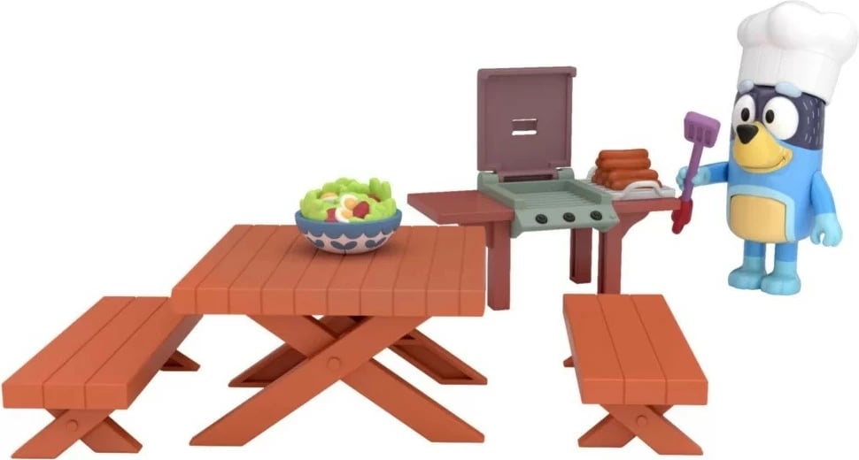 Set lodrash Bluey Tm Toys BLU13030 me figurë Bandit dhe aksesorë BBQ