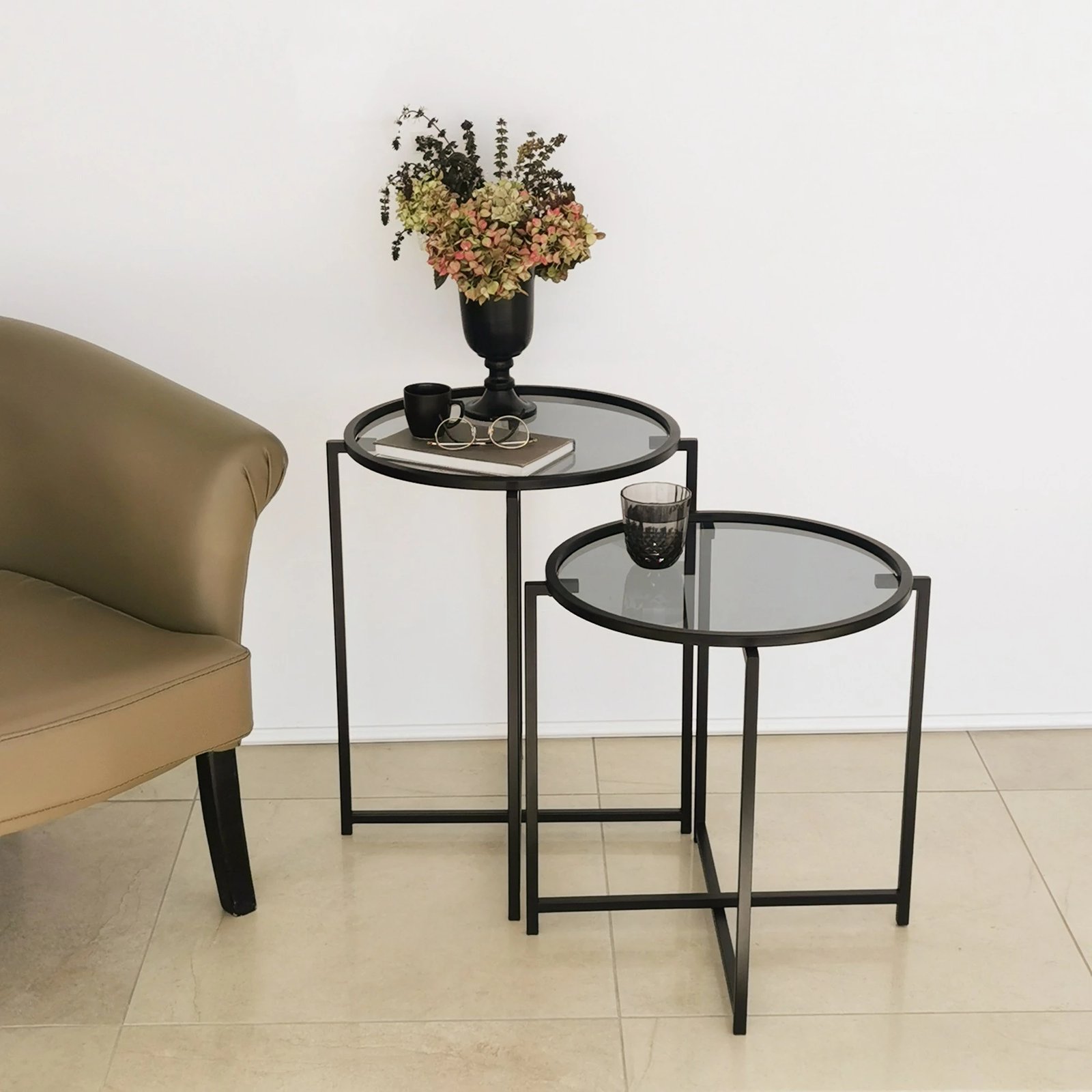 Set tavolinash anësore Skye Decor, S412F, ngjyrë e zezë