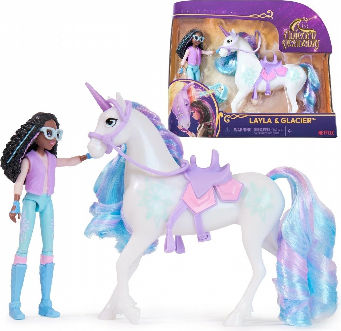 Set figurina Unicorn Academy Spin Master 6071175, Ava dhe Leaf, 11 cm + 13 cm, për vajza